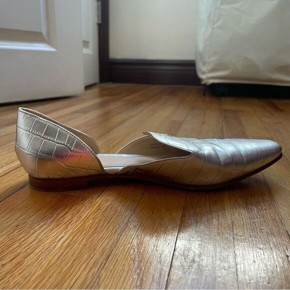 Via Spiga Women’s Allese Alligator Embossed d’Orsay Loafer Flats Silver Size 8 - Picture 15 of 16